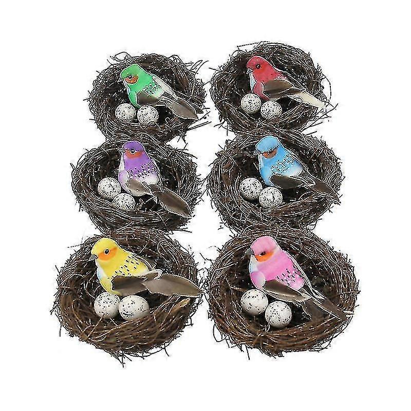 6 Set Simulation Round Bird Nest Decoration Party Layout Decor Garden Decoration
