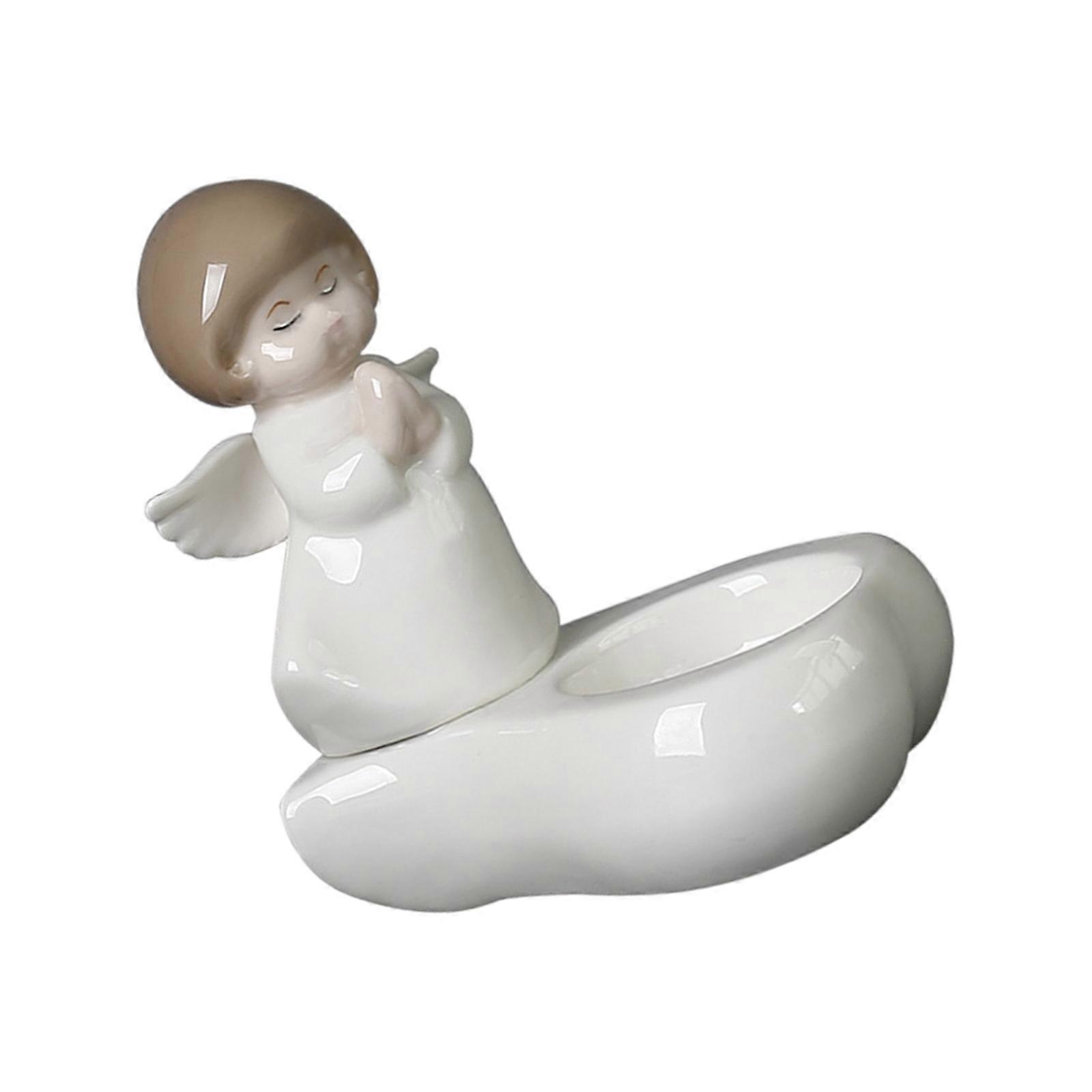 Artistic Ceramic Praying Angel Statue Tealight Candle Holders with Stable Base for Meditations Space and Dining Table Multicolor