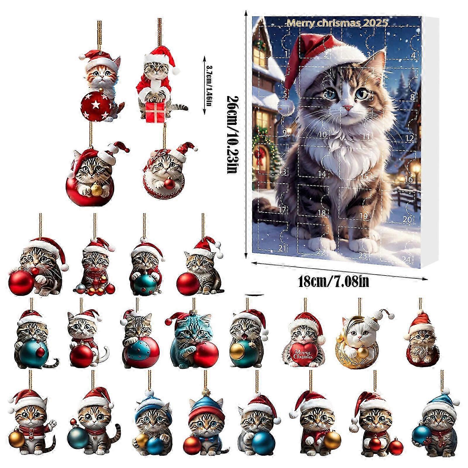 Cat Lover Advent Calendar with Christmas Tree Decorations
