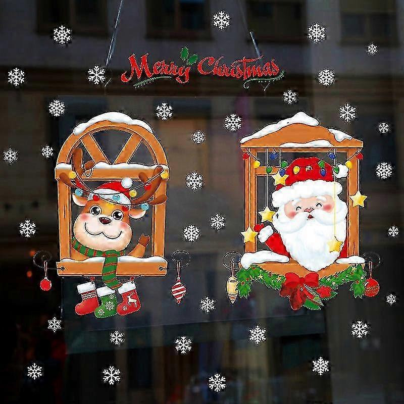 Christmas window stickers, 1 set removable, easy to install multi-scene holiday decoration