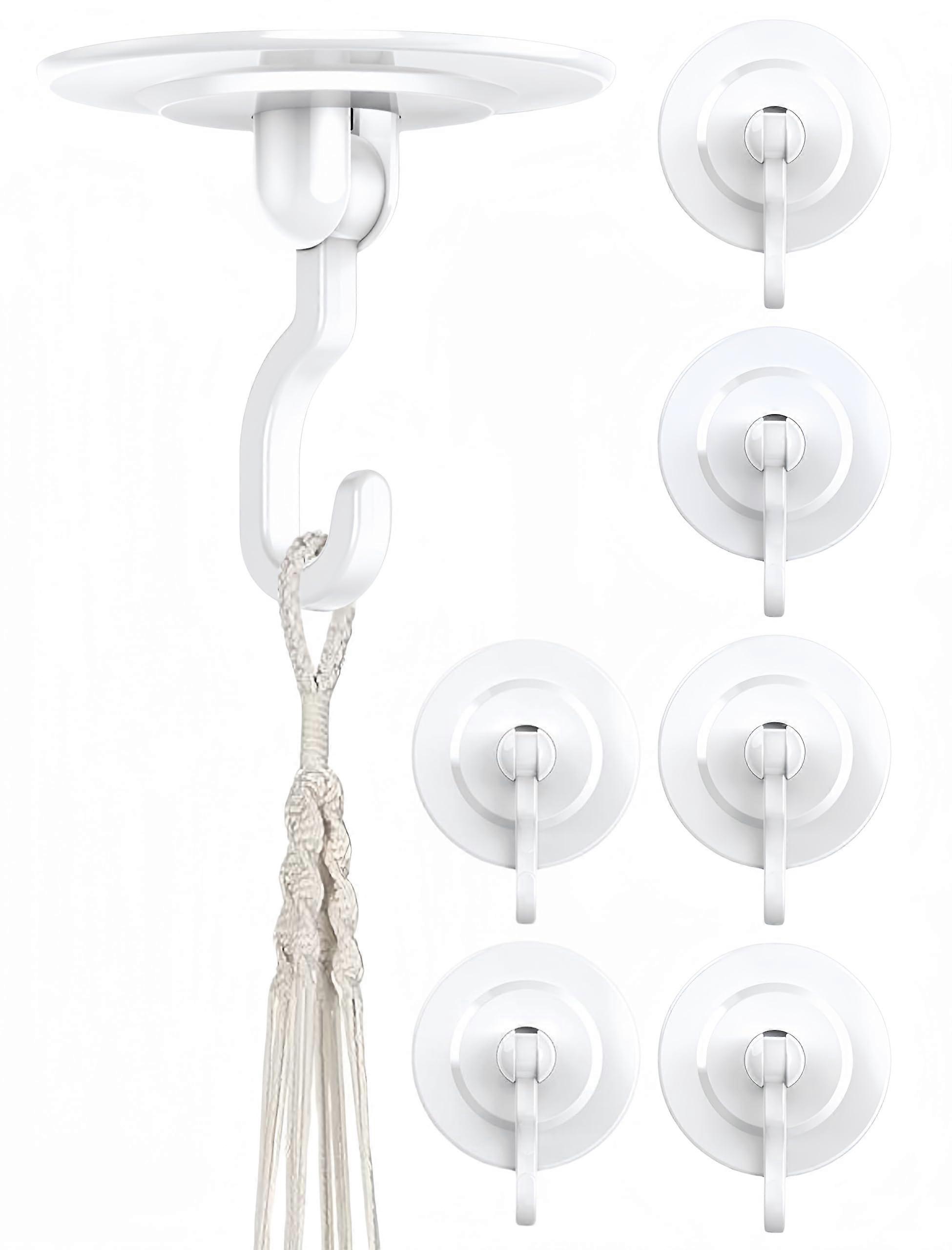 Adhesive Ceiling Hooks 7 Pack Swivel Wall Mount for Hanging Plants Lights Decorations