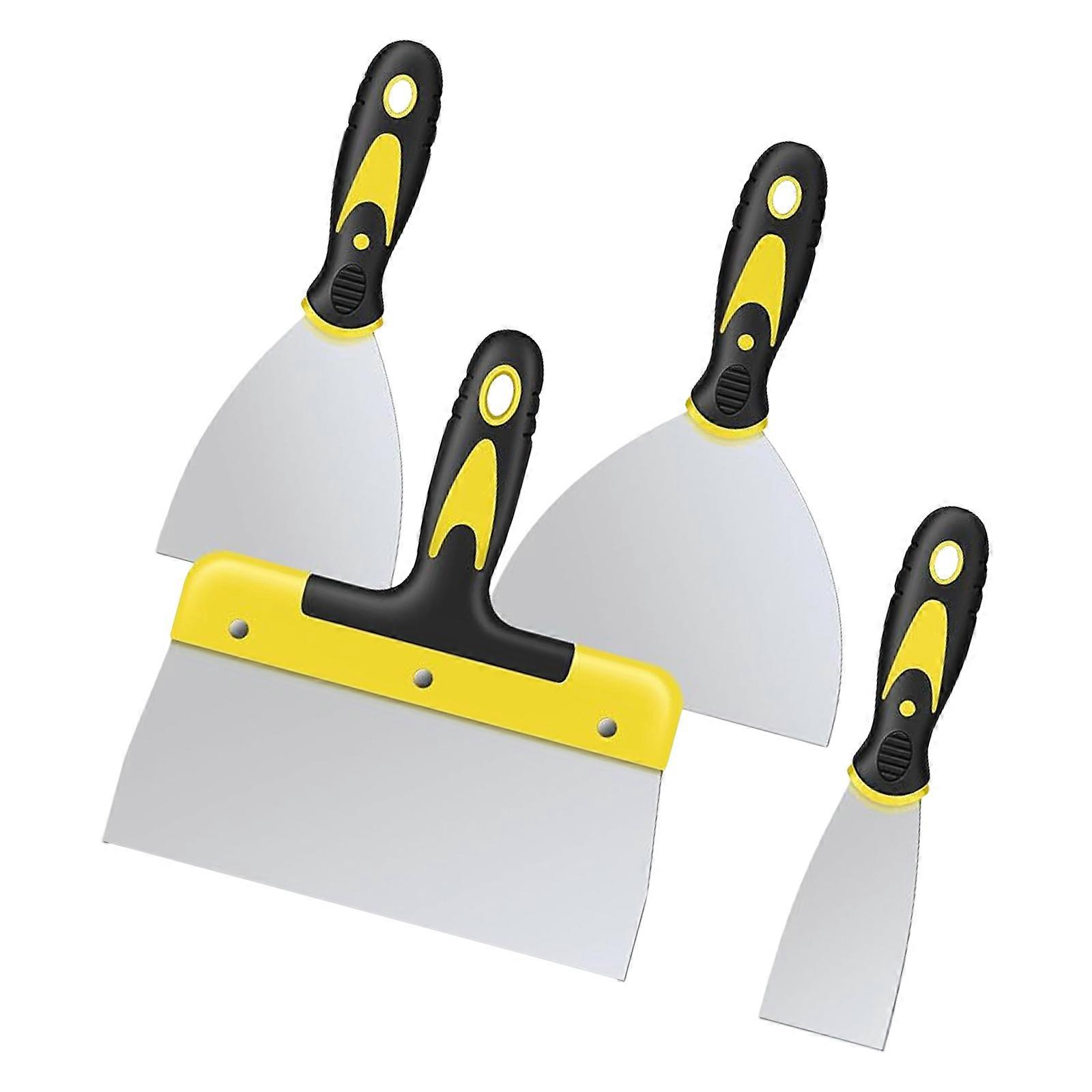 4Pcs Putty Scraper Set Drywall Plastering Scraper Tool for Drywall Repair, Wallpaper Removal and Plasters Scraping Multicolor
