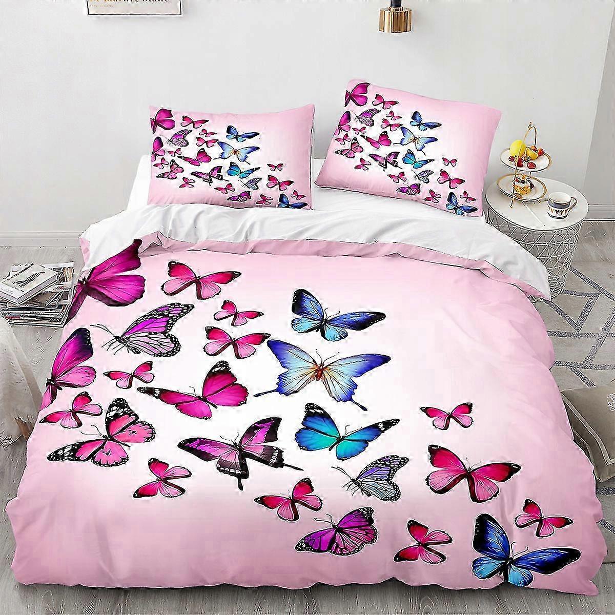 Butterfly Pattern Bedding Sets For Girls, Pink