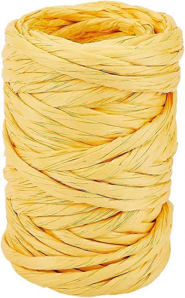 15 Yards Raffia Paper Twine Ribbon Yellow Kraft Packing String Craft Rope Gift Wrapping Paper Cord Rolls for DIY Flower Basket Christmas Valentine's D
