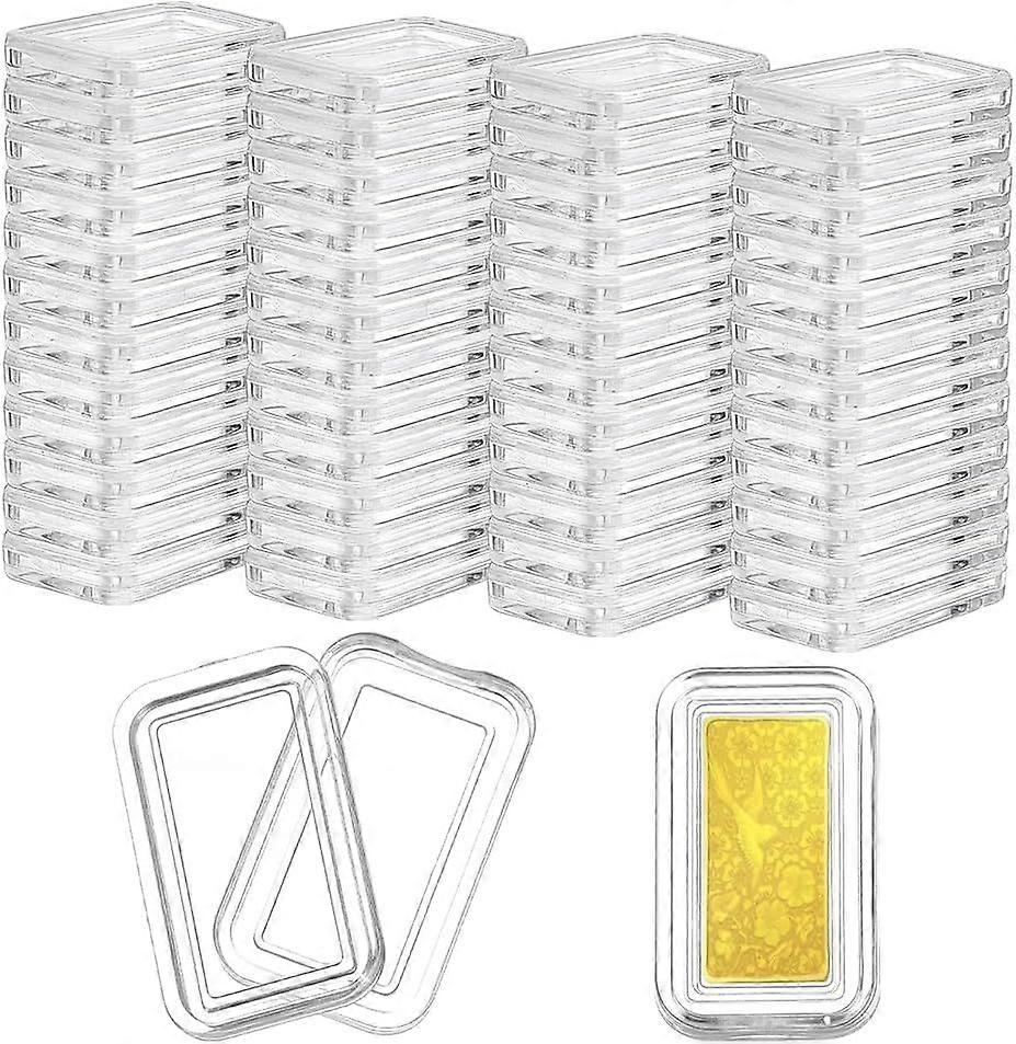 50Pcs Acrylic Silver Bar Case with Lids Rectangle Clear Bullion Storage Box Plastic Capsule Storage Container Fit for 1 Ounce Silver Bar(2.05x1.05cm/0