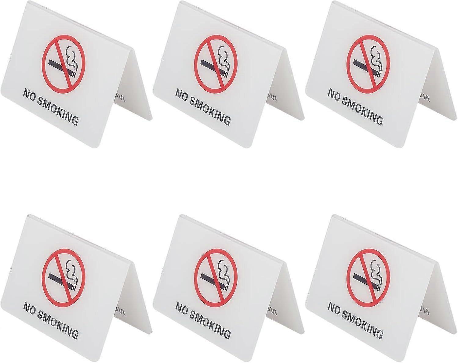 6Pcs Double-Sided Acrylic No Smoking Table Tent Signs Non-Smoking Desk Logo Indicator No Smoking Tabletop Sign Table No Smoking Warning Sign for Restu
