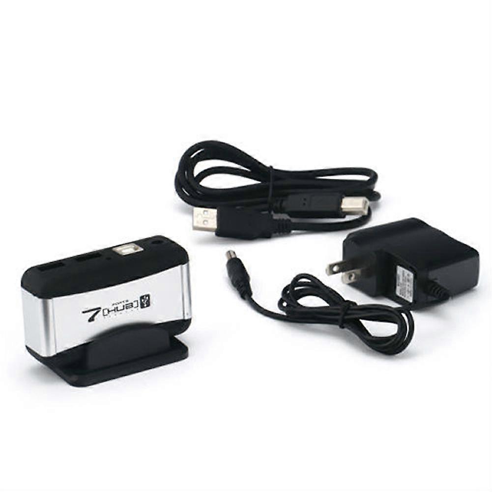 Vertical 7-Port USB 2.0 Hub Stand Space Saving Aluminum Alloy Heat Dissipation Plug and Play for Multiple Devices