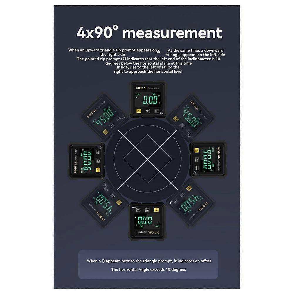 Woodworking Tools 4-Sided Magnetic Inclinometer Digital Angle Measuring Instrument with Tilt Measurement