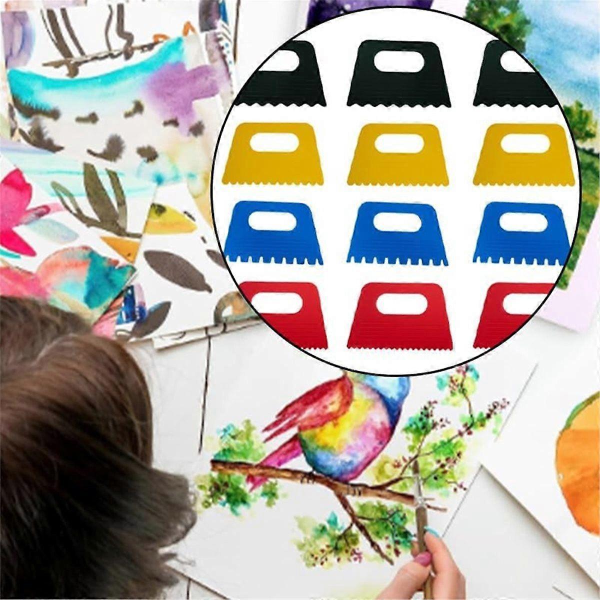 12 Pack Plastic Paint Scraper Plaster Texture Tools Kit