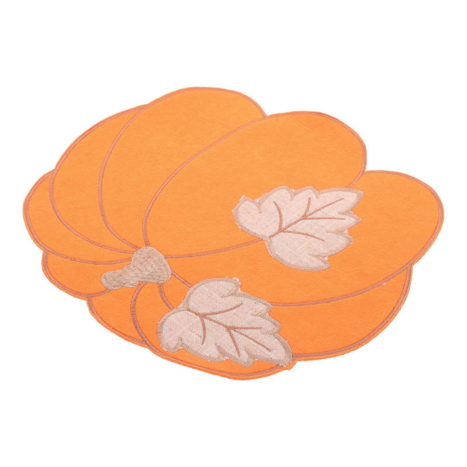 Halloween Table Mat Orange Embroidered Pumpkin Placemat for Table