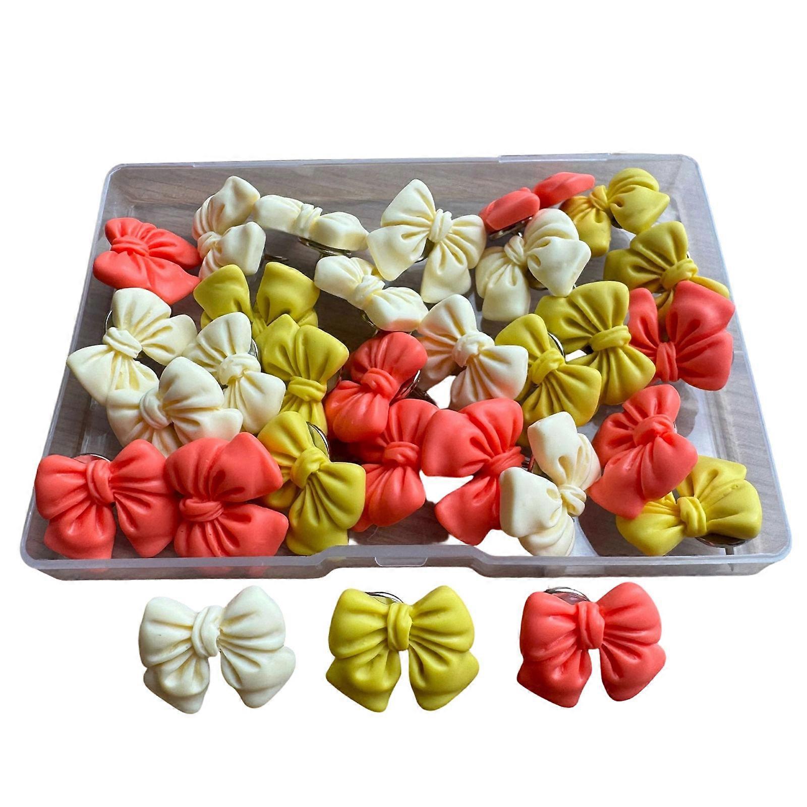 School Classroom Stationery Push Pins Push Pins Colorful Bowknot Design Bulletin Boards Wall Art Wall Mounting Tacks Set Multicolor