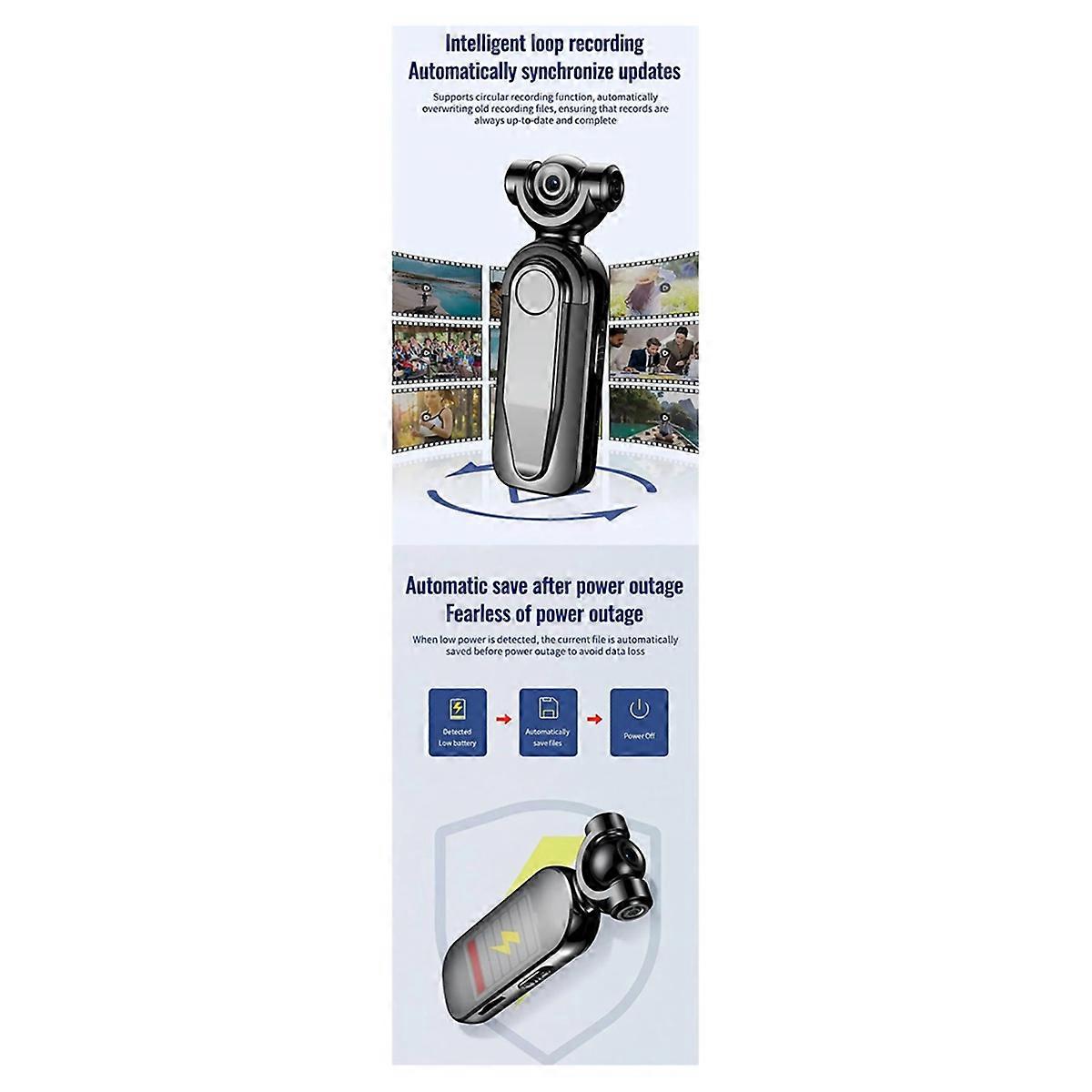 C11 2 em 1 AI Gravador de voz e vídeo HD criptografado grande angular