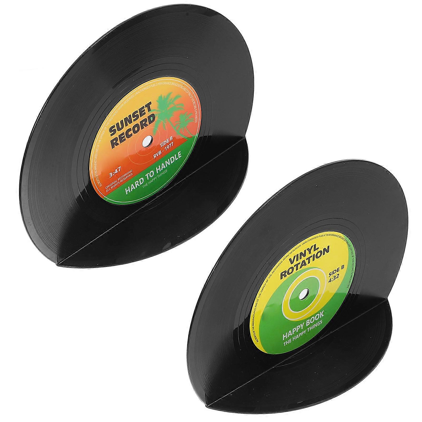 Vinyl Record Shaped Bookend for Office Use 1Set Multicolor Organizer