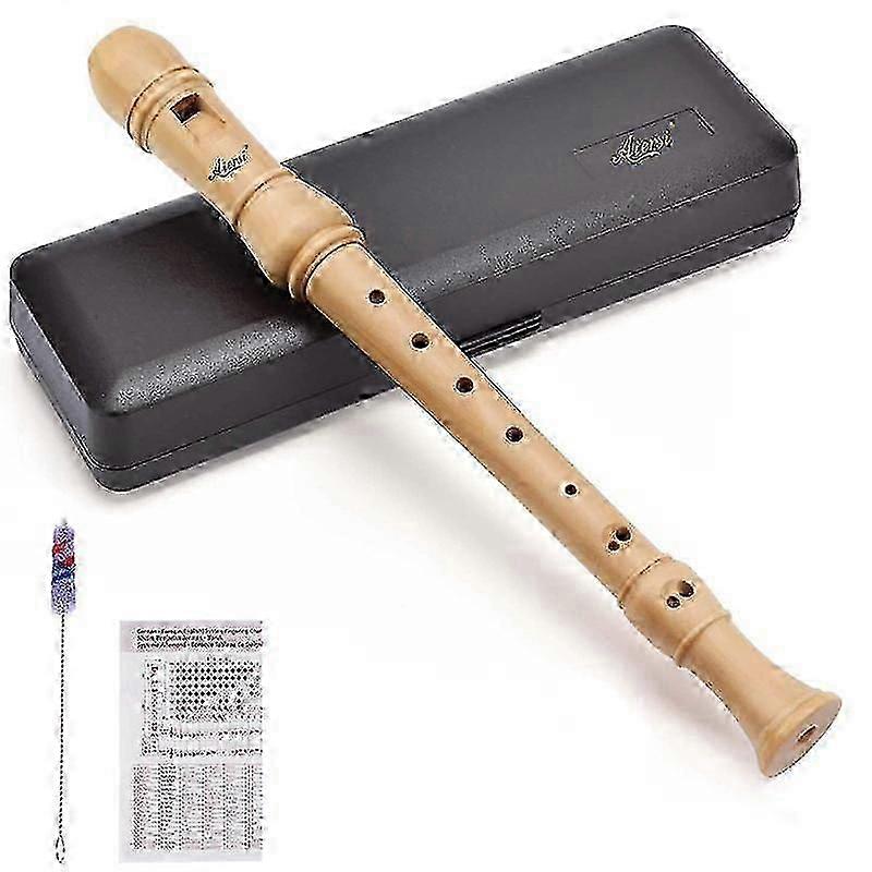 Maple Wood Professional C key Soprano Recorder Flute 3 Piece German or Baroque Style Blockflute with Hard Case  A-V  A-V Edition 1129