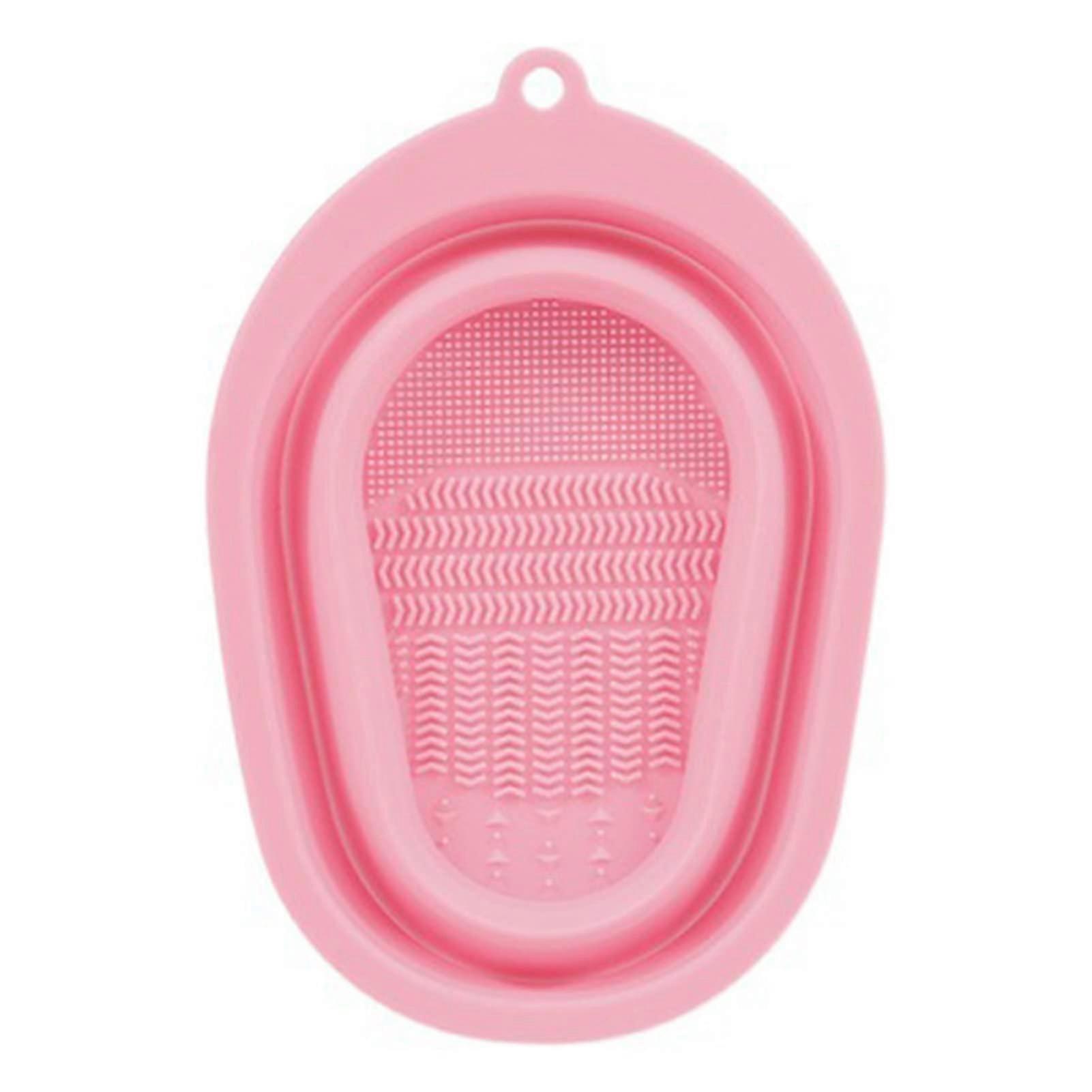 Foldable Silicone Makeup Brush Cleaner Mat with Multi‑Texture Surface for Deep Brush Cleaning Pink