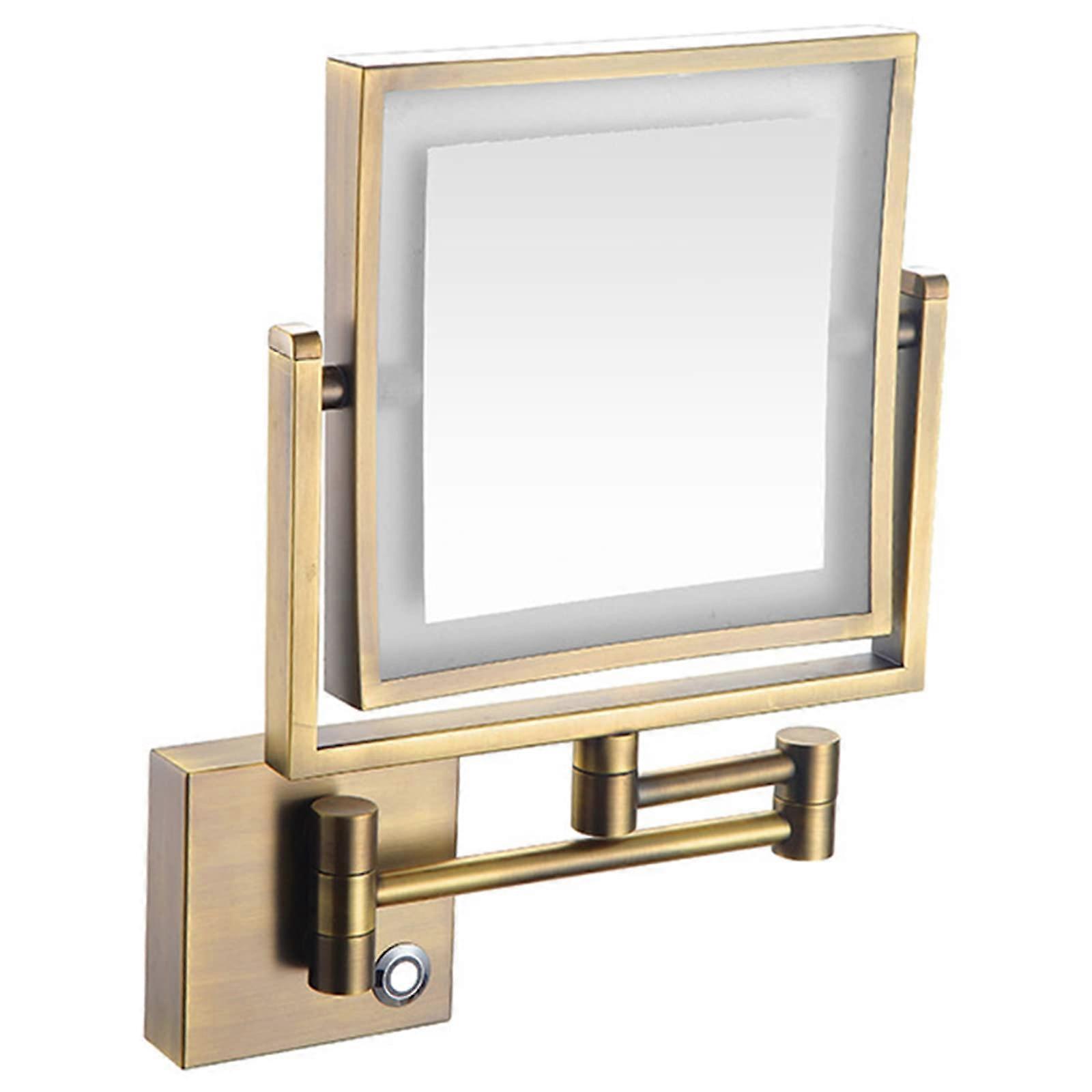 LED Lighted Makeup Mirror with Touch Control, Double Sided 1X/3X Magnification, 360° Wall Mounted Swivel, Silver USB PlugIn