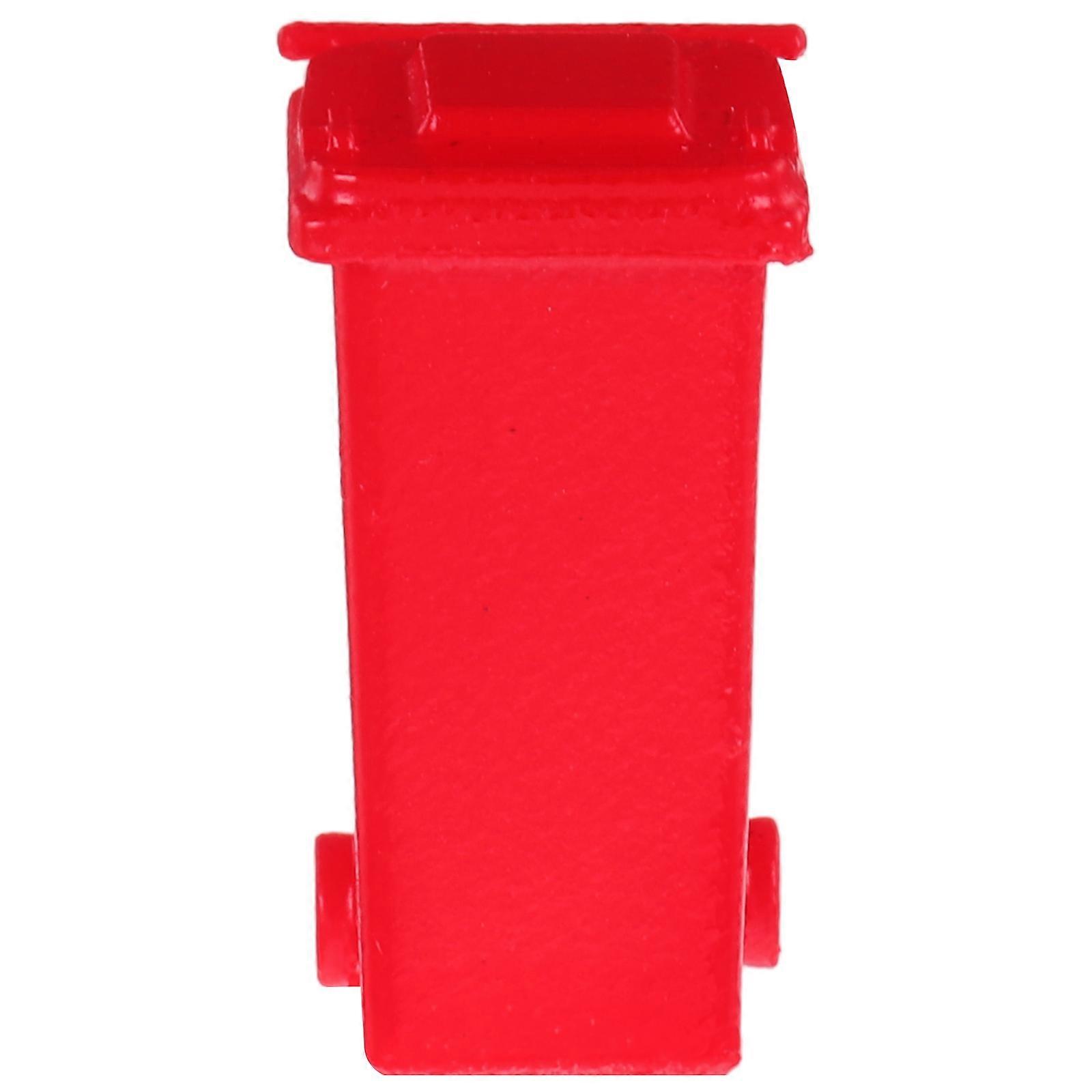 Red Miniature Trash Can Dollhouse Bin for Waste 4Pcs Alloy Material