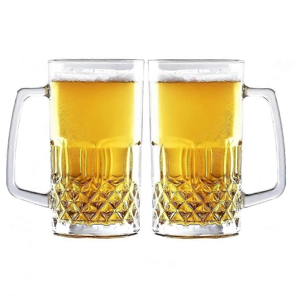33oz Clear Acrylic Beer Mugs with Handles Set of 2, Shatterproof Large Beer Stein for Parties