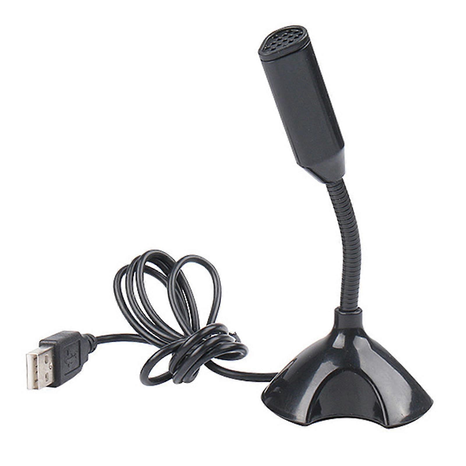 Condenser Microphone USB Plug And Play Desktop PC Compatible 360Degree Adjustable Noise Reduction Black