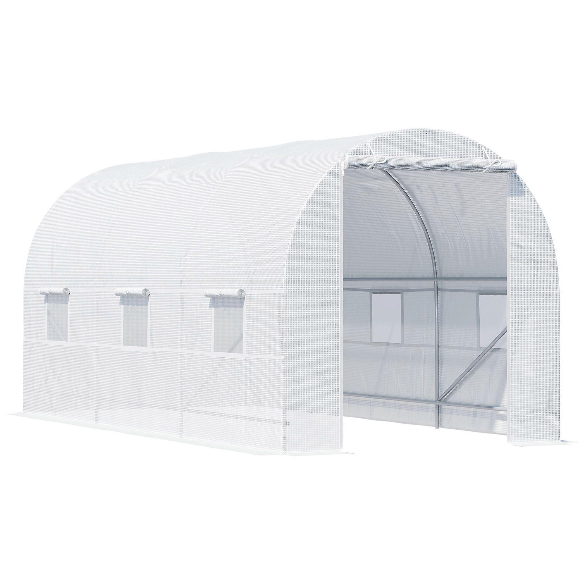 4.5x2x2m Walk In Polytunnel Greenhouse White