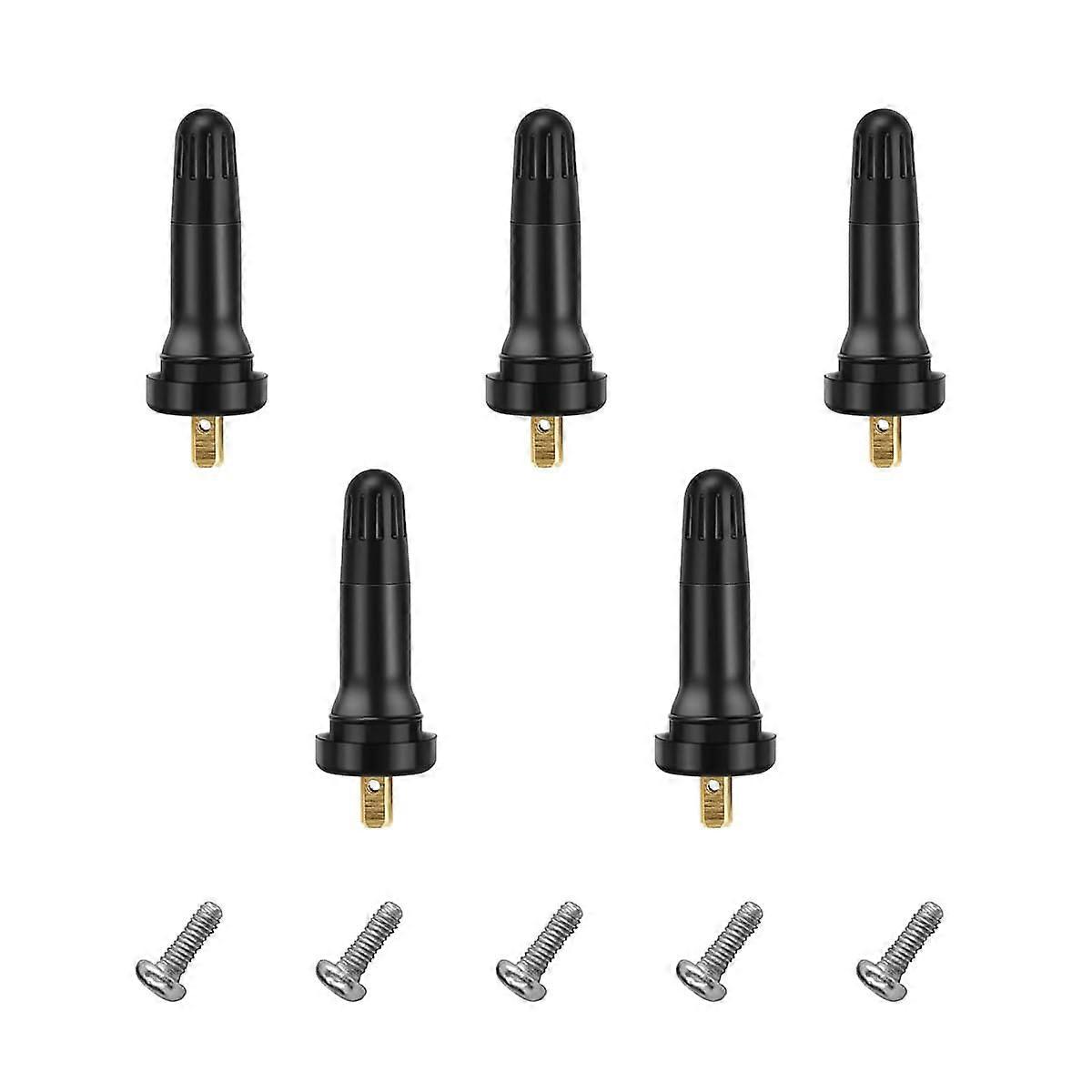 5PCS TPMS Valve Stem Rubber SnapIn Tubeless Replacement for Enclave Sierra Silverado with Brass Core