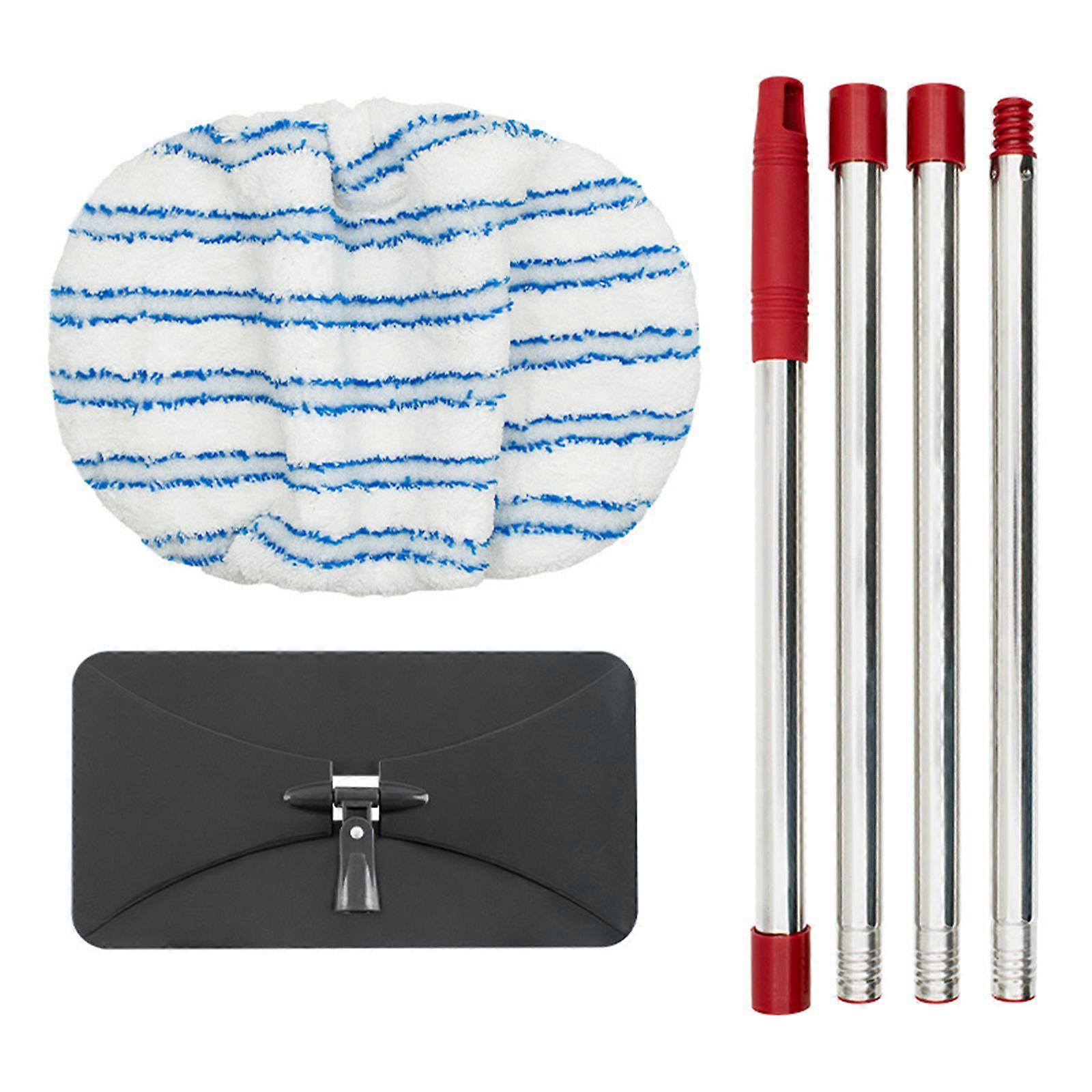 Microfiber Flat Mop Pad Set with Adjustable Coarse Thread Four-Section Pole for O-Cedar