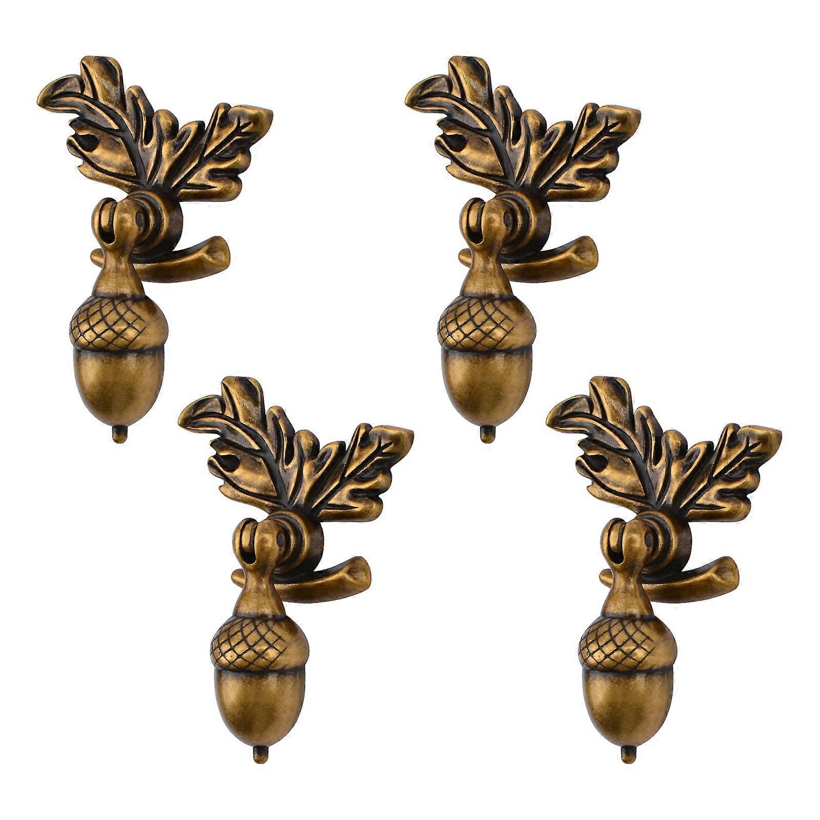 Acorn Drawer Knobs Antique Copper Zinc Alloy Pull Handles with Leaf Base 180° Rotating Design