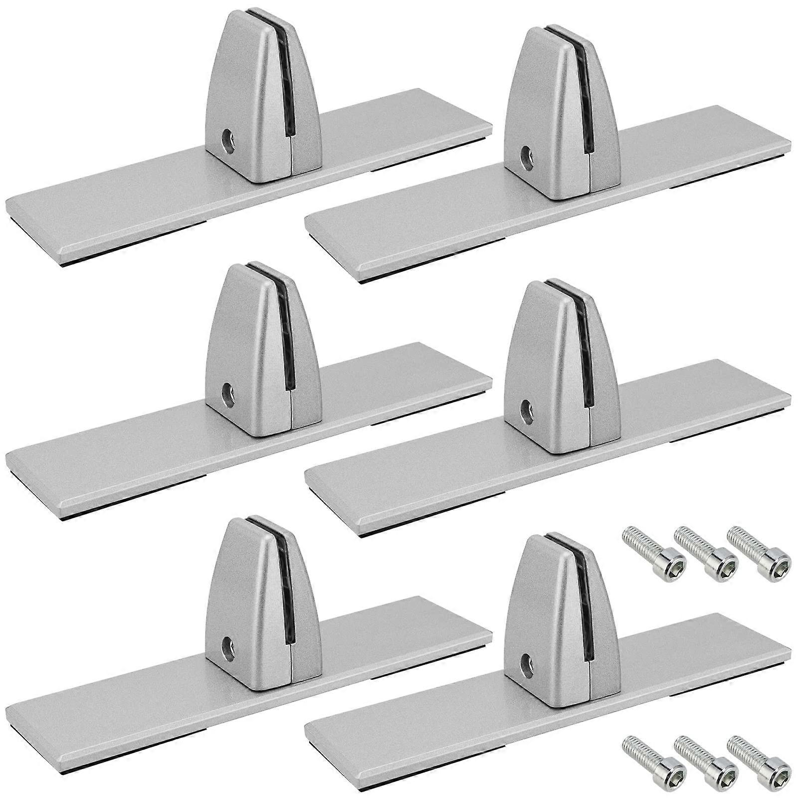 6 PCS Aluminum Sneeze Guard Clamp Brackets, NoDrill Desk Partition Support for Plexiglass Panels