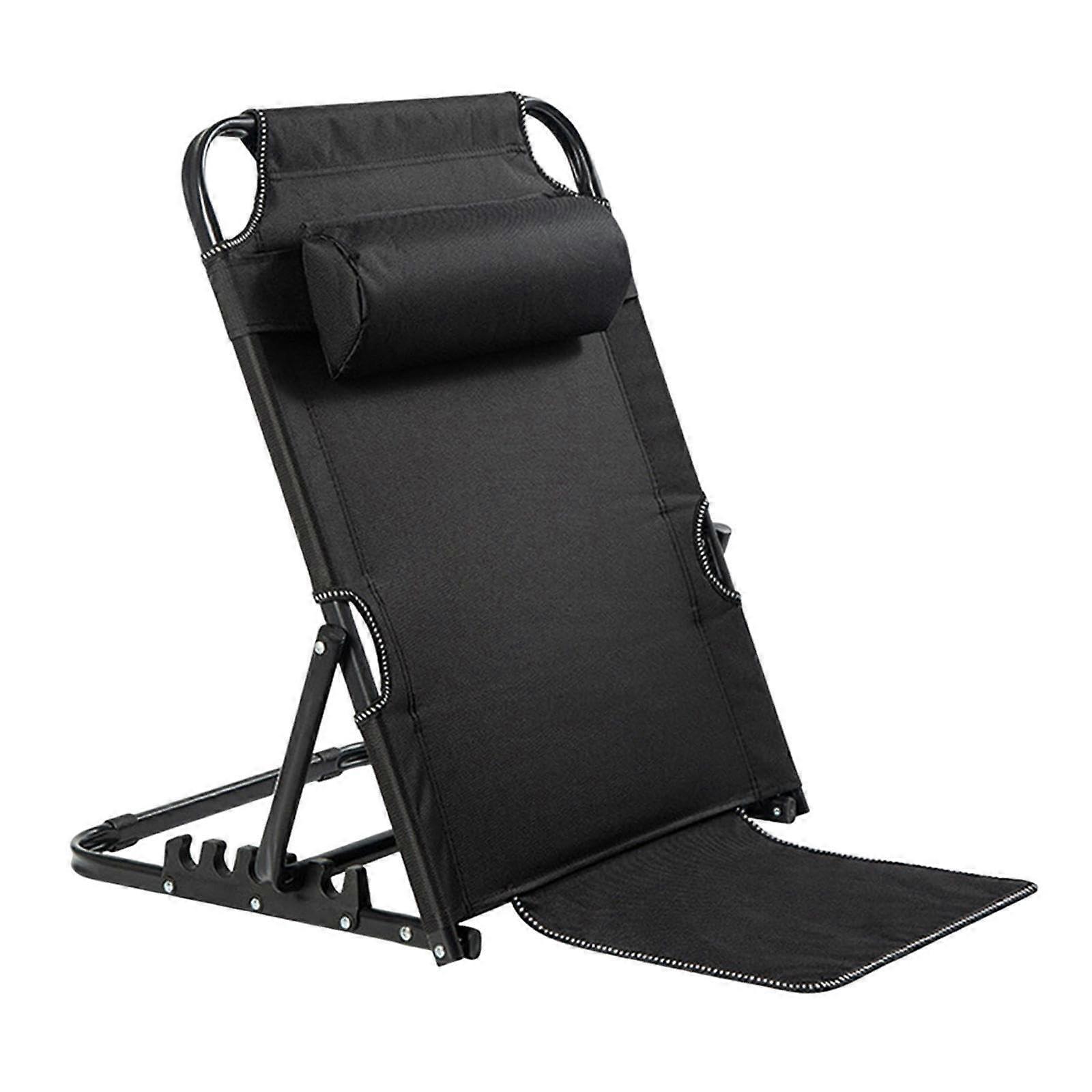 Adjustable Bed Backrest with 7Level Angle, Folding Steel Frame Support for Adults, Black