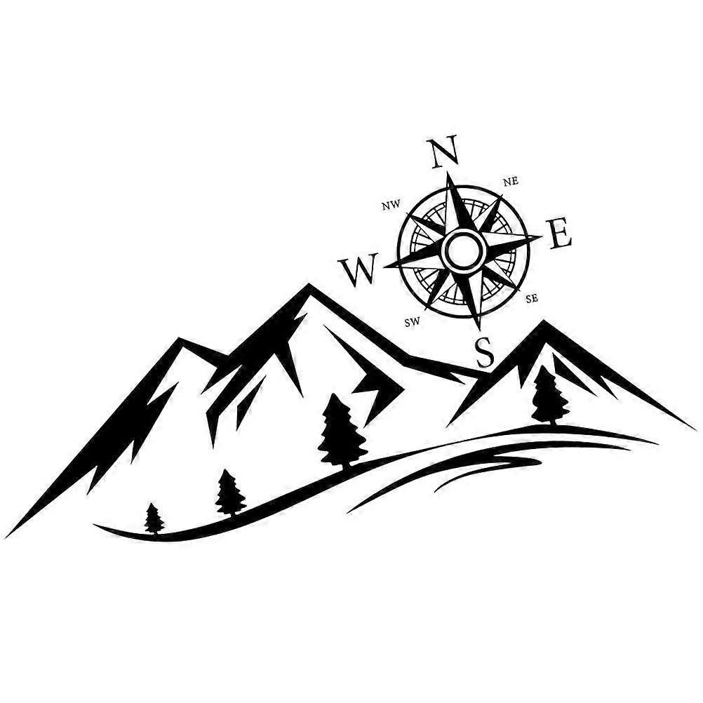 Mountain Pattern Car Body Sticker for Decoration 6Pcs Black Set