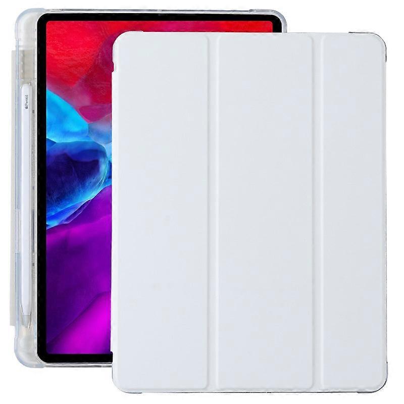 Capa elegante para iPad de 9,7 polegadas (2017/2018) em couro macio branco com compartimento para caneta.
