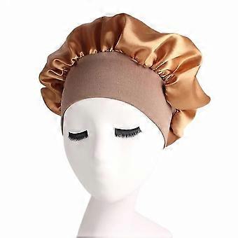 Women Satin Bonnet Silk Sleep Night Cap Elastic Head Cover Hat Curly Hair Nightcap Night Ha Unisex Cap