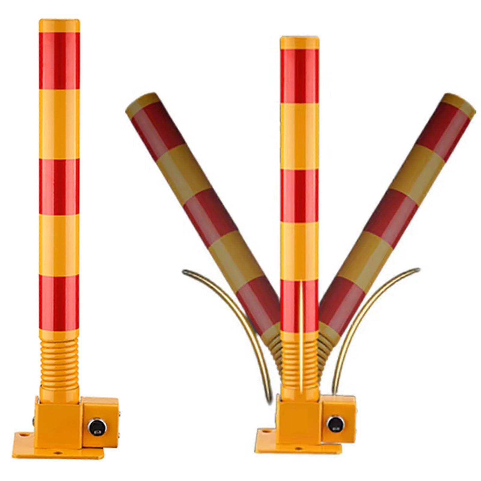 2 Pcs Heavy Duty Folding Parking Post with Automatic Locking and ImpactAbsorbing Spring System