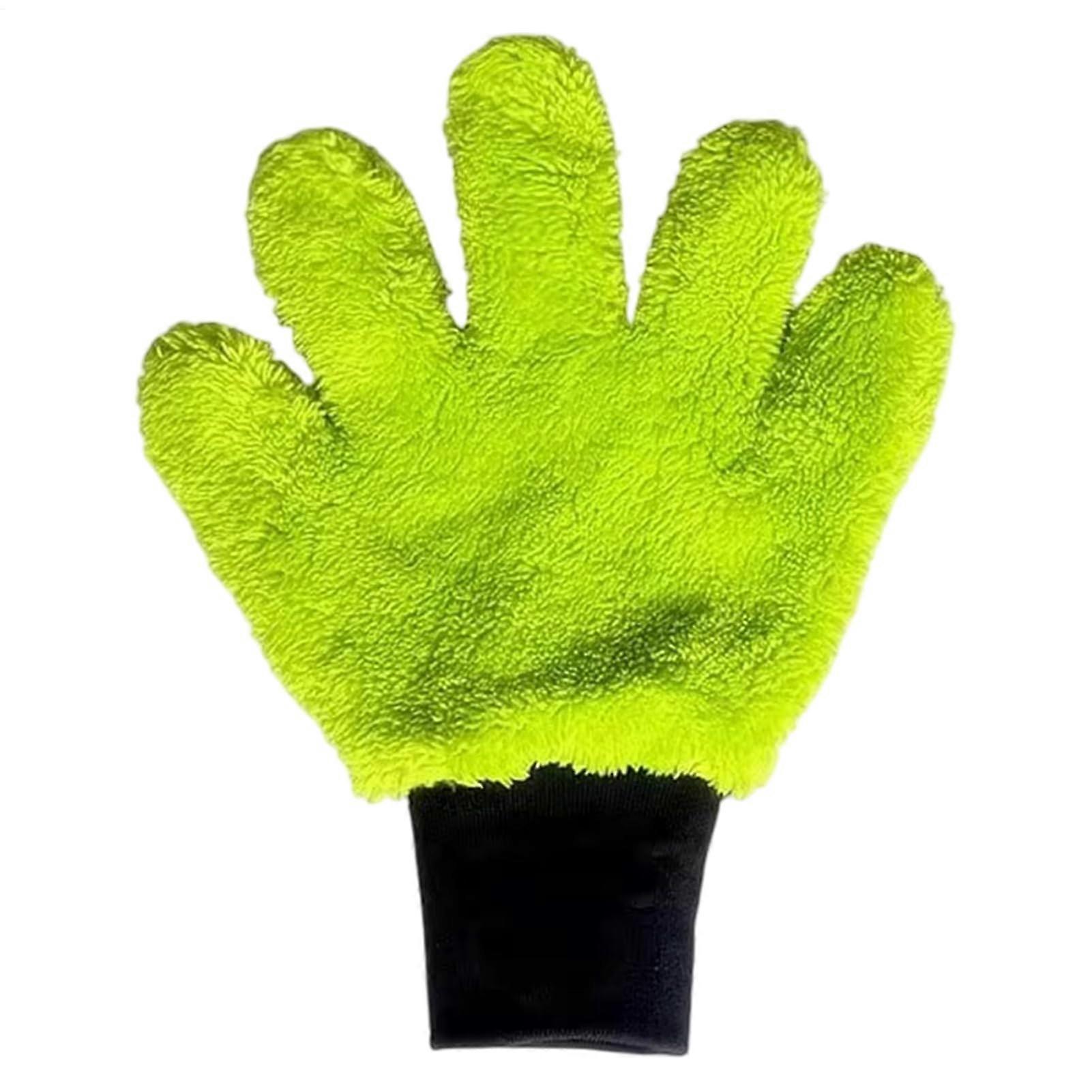 Car Wash Mitt  Absorbent Microfiber Gloves Scratch Auto Detailing Green