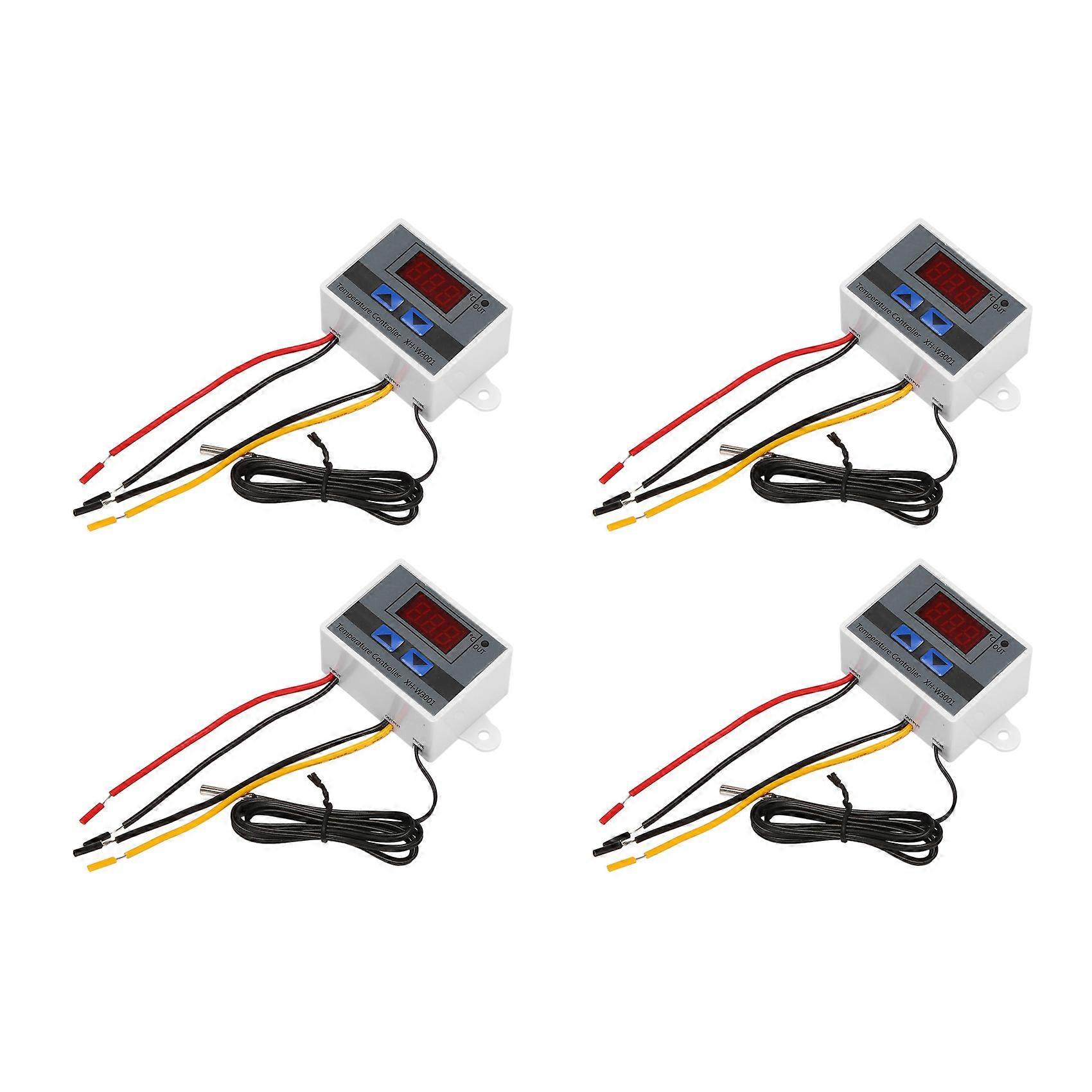 4X 220V Digital LED Temperature Controller 10A Thermostat Control with Switch Digital Display Incubation Controller