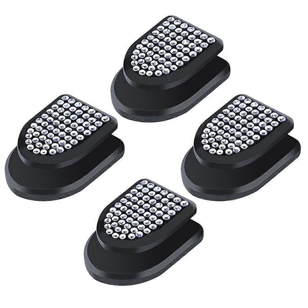 4Pcs White Car Interior Hooks with Rhinestone for Storage and Hanging