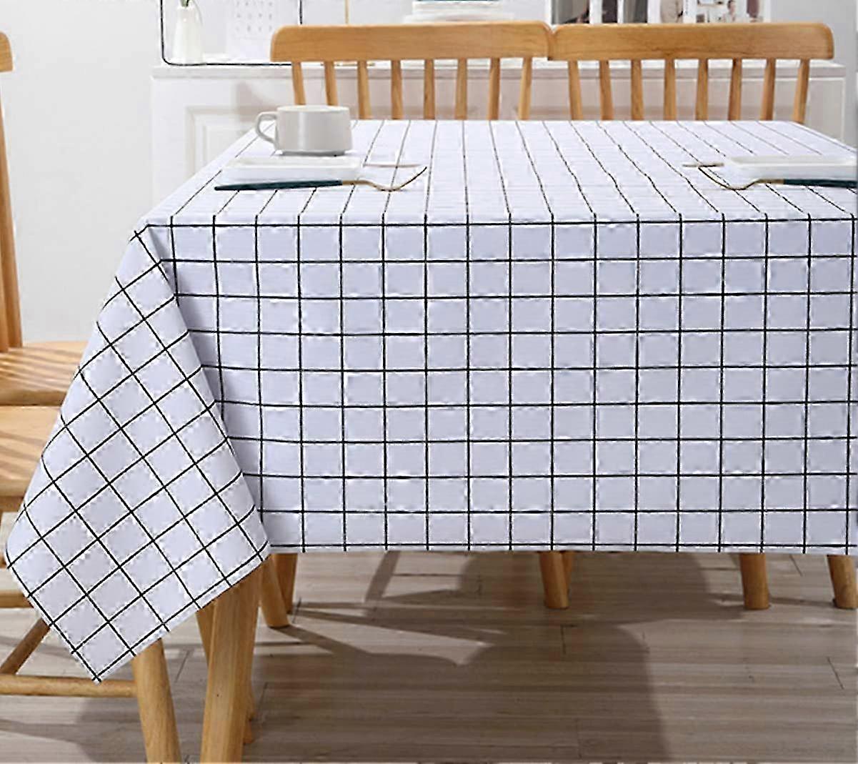 25-26 Tablecloth Wipe Clean Vinyl Tablecloth Rectangular Plastic PVC Table Protector for Kitchen Indoor Outdoor (90x140cm,B)