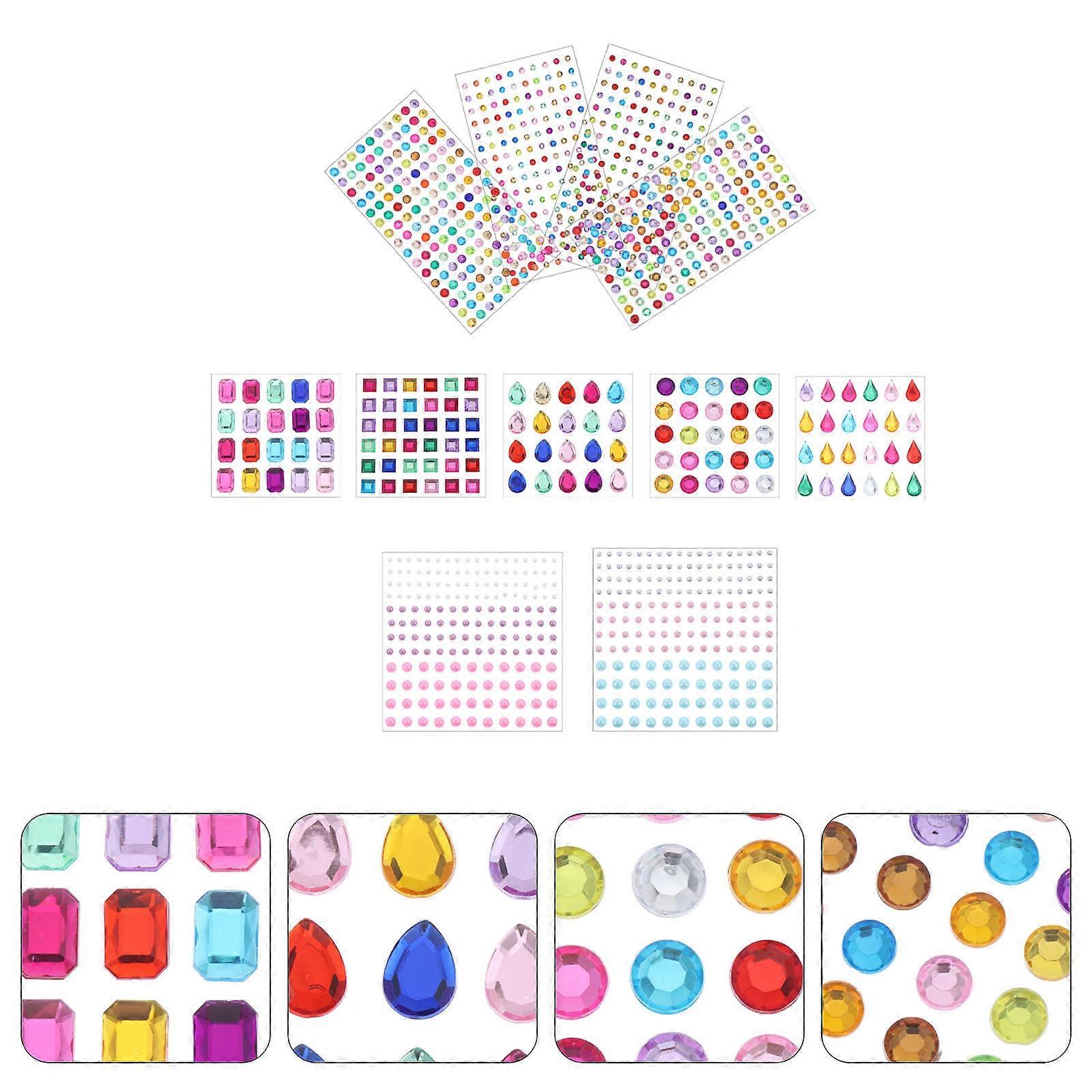 Assorted Color Acrylic Rhinestone Decals for Decoration 11 Sheets Kit