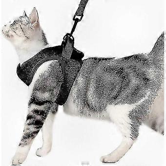 Lichtgewicht kattentuigje en riemset, zachte verstelbare halsband voor kittens met wandelvest, lekvrij ontwerp, ook geschikt voor kleine honden van 25-26 cm.