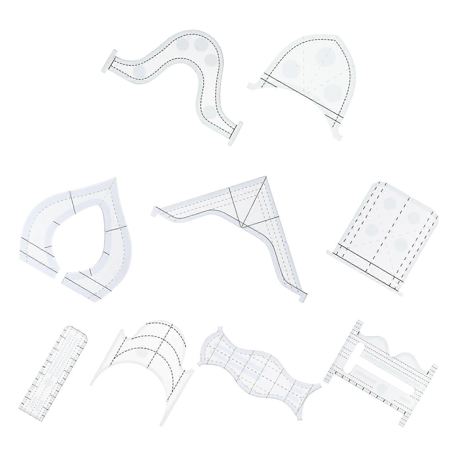 Sewing Ruler Set Simplify Sewing Diy Projects Transparent Acrylic 9Pcs