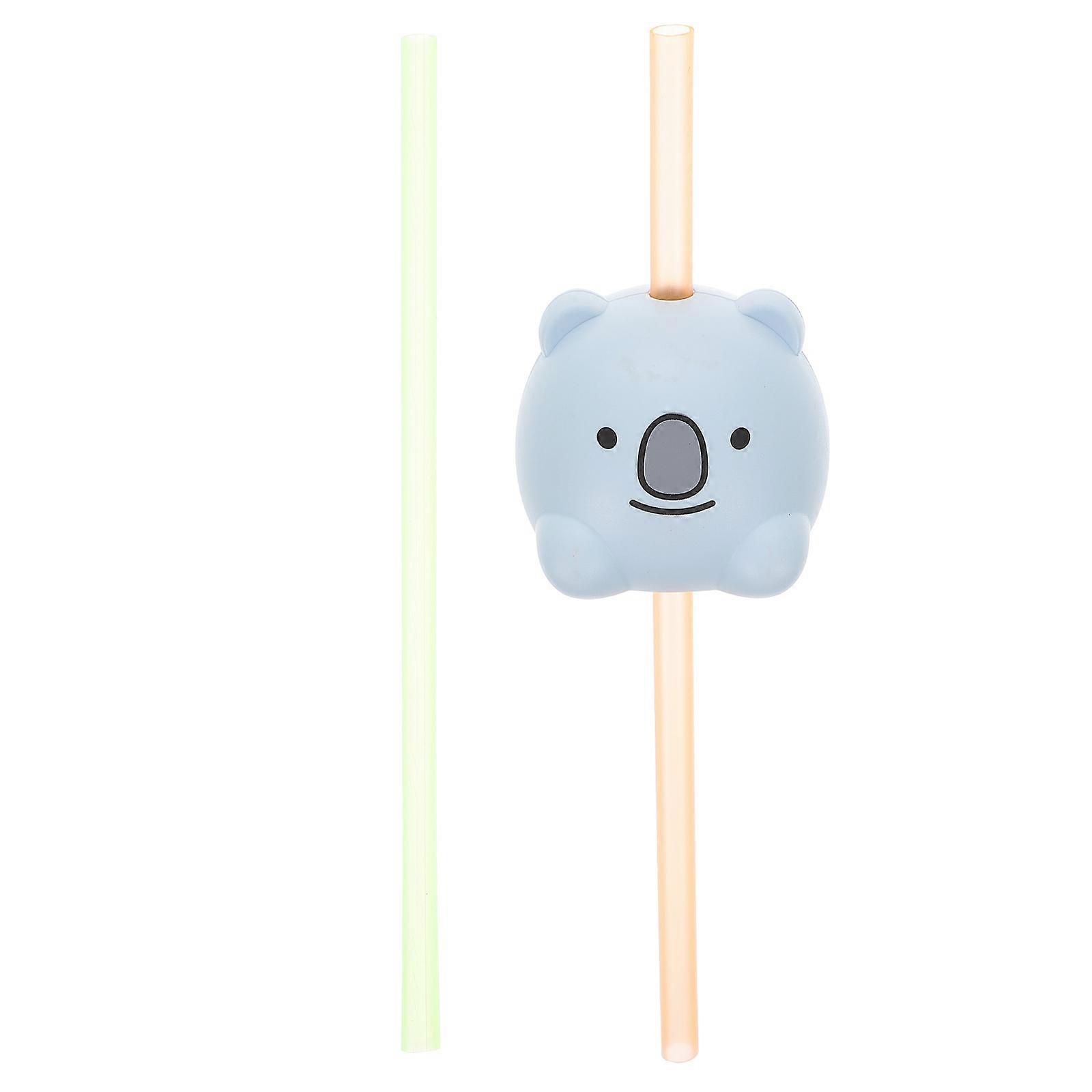 Drinking Straws Koala Animal Sound Effect for Drinking 2Sets Blue Tubes