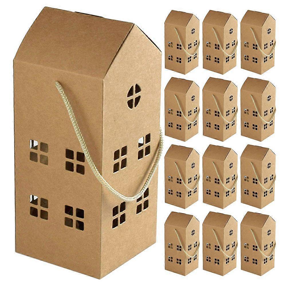 20pcs House Shaped Candy Boxes Handheld Gift Bags Multi-function Treat Boxes for Party