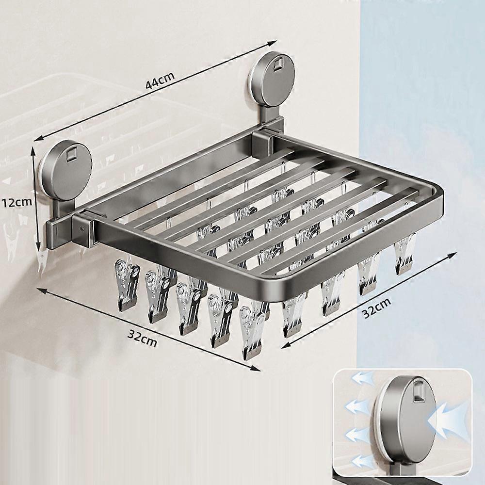 Folding Suction Cup Sock Drying Rack with 24 Clips Laundry Hanger for Socks/Underwear/Towels