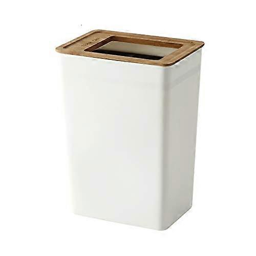 Slim White Plastic Trash Can for Kitchen and Bathroom, SpaceSaving Rectangular Garbage Bin