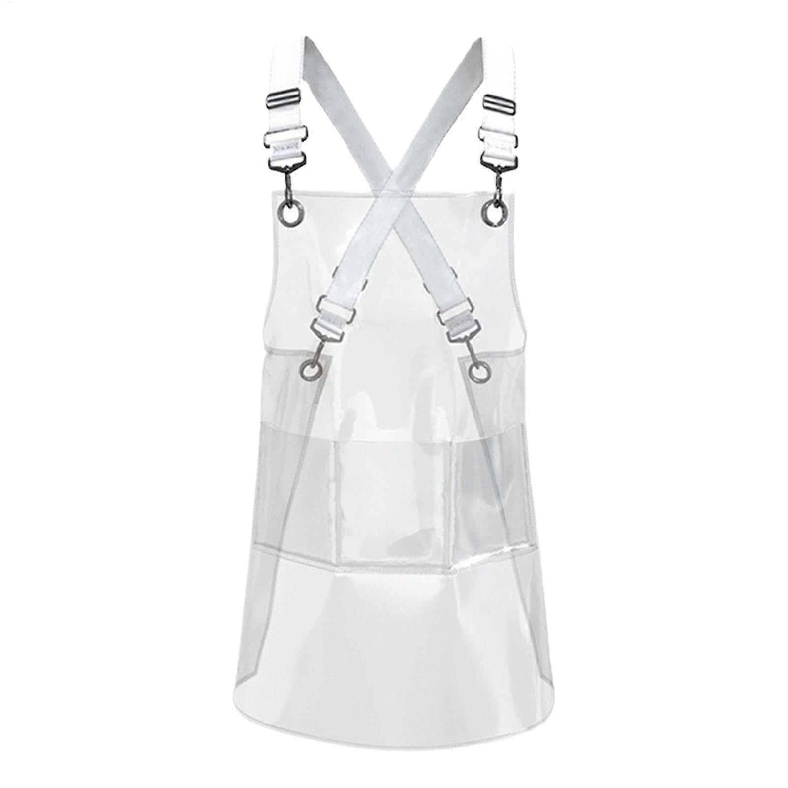 Waterproof OilProof Chef Apron with Adjustable Bib, Durable Transparent Design for Kitchen and Salon
