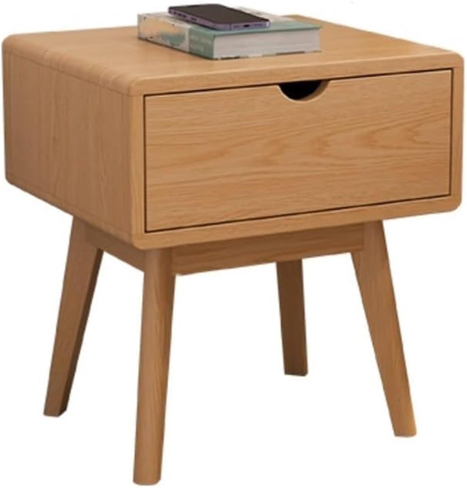 Mid Century Modern Nightstand with Drawer, Solid Wood Legs Bedside Table for Small Spaces