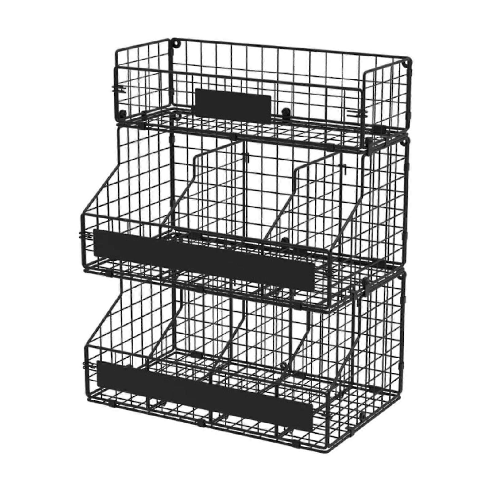 Egg Storage Basket 3 Tier Stackable Countertop Holder with Label Metal Organizer for Kitchen
