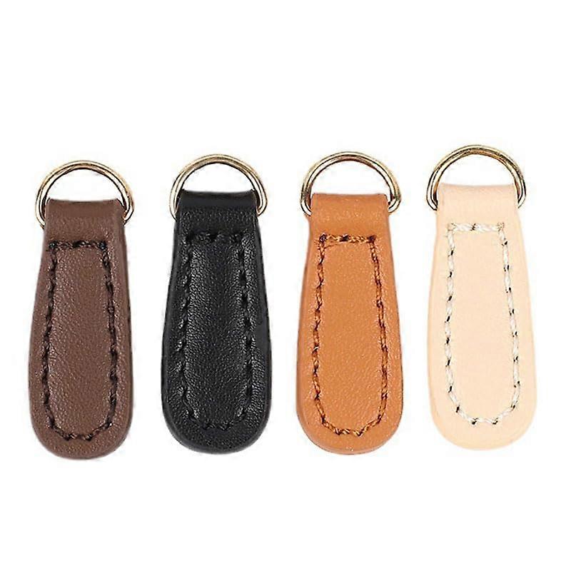 4Pcs  Leather Zipper Pulls Replacement with Classic Oval Design for Jackets Bags Luggage