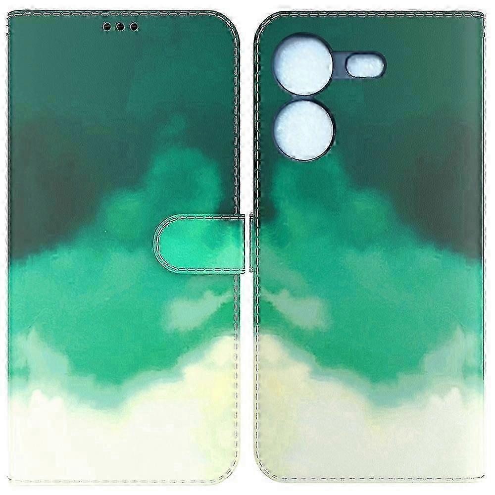 2025 Watercolor Pattern Flip Leather Phone Case