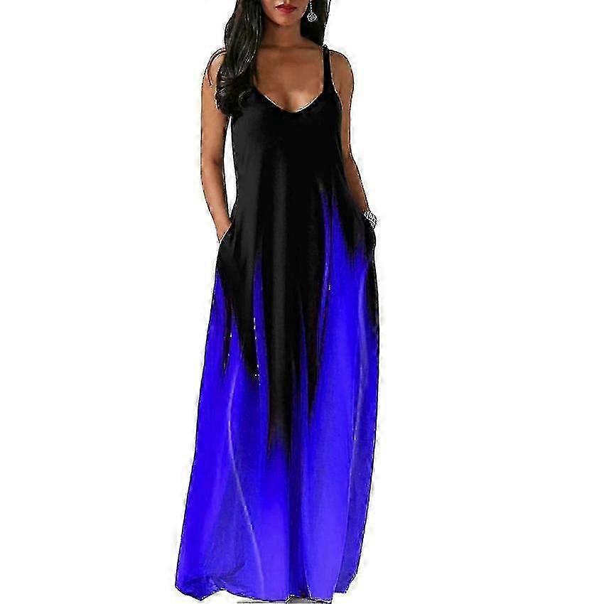 Ärmlös V-ringad sommarklänning för kvinnor